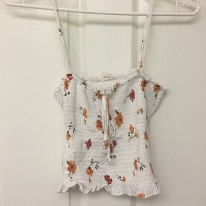 LA HEARTS FLORAL TIE-FRONT TANK TOP